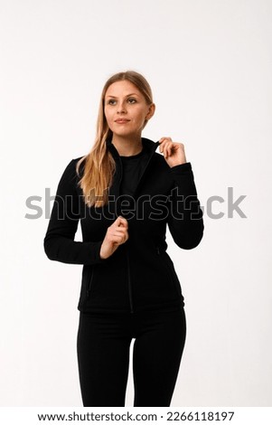 Sporty blonde girl in thermal clothing for women