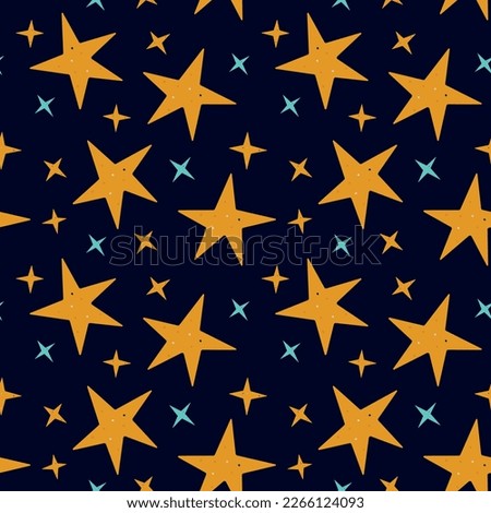 Space star cute seamless pattern for printing vector hand draw illustration on the white
