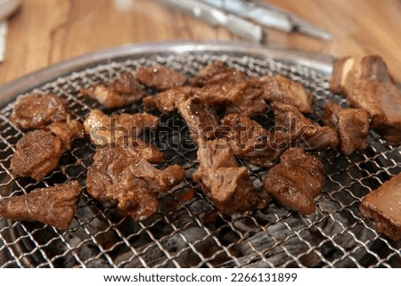 South Korea food Marinated Grilled Spareribs pork Royalty-Free Stock Photo #2266131899