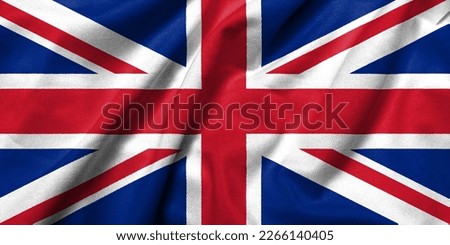 Realistic 3D flag of UK with satin fabric texture.