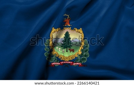 Realistic 3D Flag of Vermont with satin fabric texture