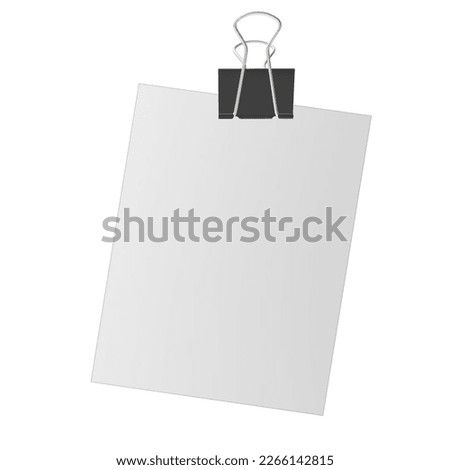 Clip with paper copy space mockup blank for memo and document ,paper clip art ,3d render