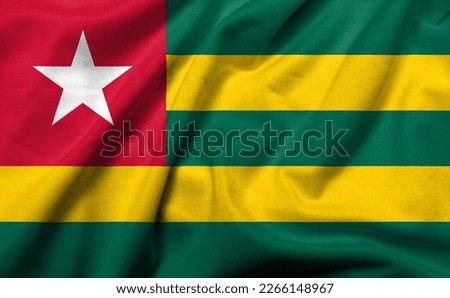 Realistic 3D Flag of Togo with satin fabric texture