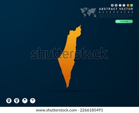 Israel map of Yellow and orange gradient on dark background vector.