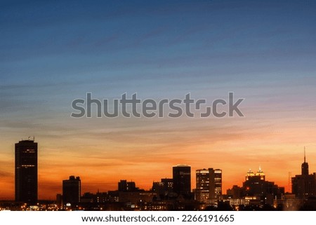 Buffalo NY city skyline sundown 