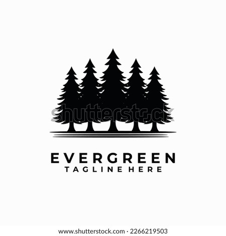 tree vector template. vintage rustic evergreen timberland pine tree silhouette design illustration.