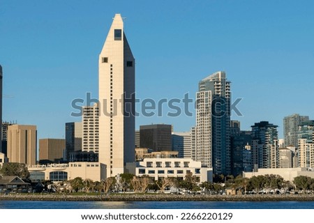 View of the San Diego skyline on a sunny winter day in January.