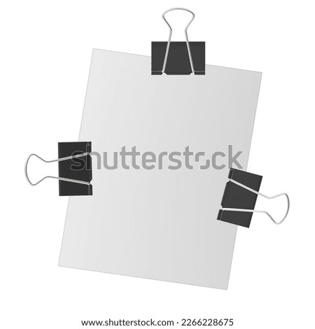 Clip with paper copy space mockup blank for memo and document ,paper clip art ,3d render for paper clip