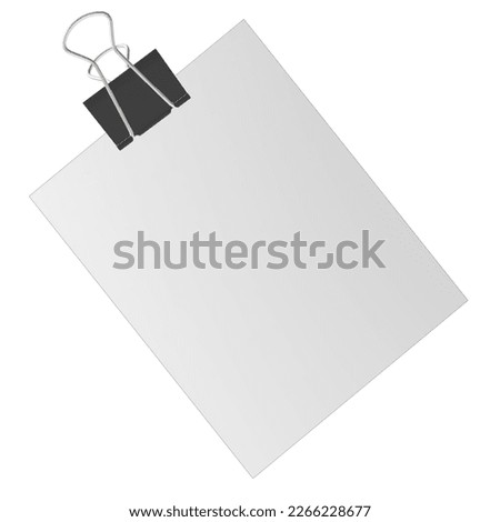 Clip with paper copy space mockup blank for memo and document ,paper clip art ,3d render for paper clip
