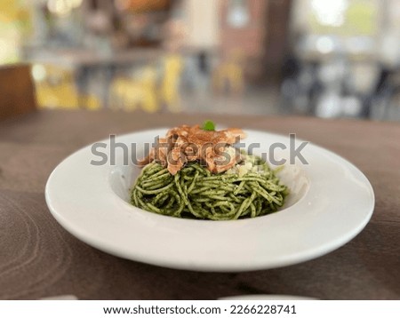 This is a picture of green spaghetti
