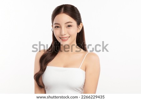 Beautiful young asian woman with clean fresh skin on white background, Face care, Facial treatment, Cosmetology, beauty and spa, Asian women portrait. Royalty-Free Stock Photo #2266229435