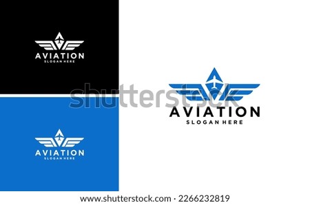 aviation vector air plane wing logo design template Royalty-Free Stock Photo #2266232819