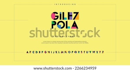 Modern abstract digital alphabet font. Minimal technology typography, Creative urban sport fashion futuristic font and with numbers. vector illustration Royalty-Free Stock Photo #2266234959