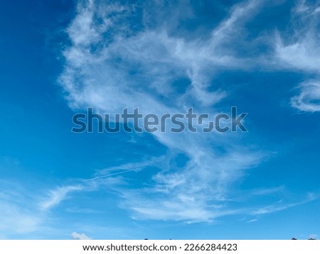 Blue sky and beautiful white Cirrus clouds. The clouds have long tails, like a feather at Phetchabun,Thailand.no focus Royalty-Free Stock Photo #2266284423