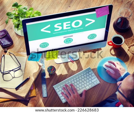 Man Using Digital Devices Looking for SEO Concepts