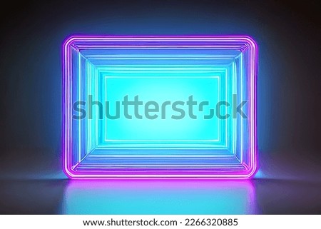 Bright blue and violet rectangle standing neon light backdrop and background.
