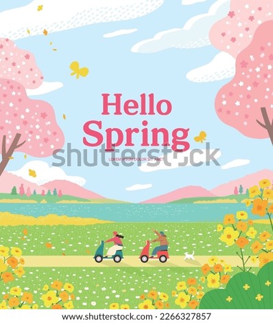 Spring template with beautiful flower. Vector illustration
