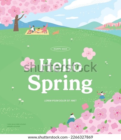 Spring template with beautiful flower. Vector illustration
