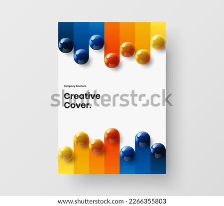 Simple banner A4 design vector template. Abstract realistic spheres company cover illustration.