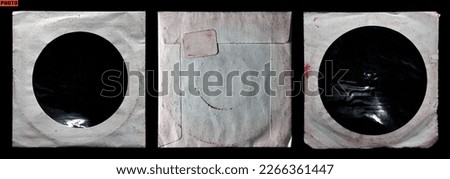 dirty worn paper cd sleeve collection isolated on black background Royalty-Free Stock Photo #2266361447