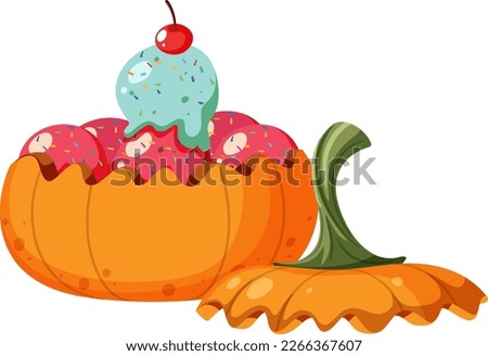 Ice cream in pumpkin illustration