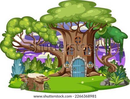 Fairytale house in cartoon style illustration