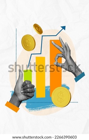 Creative picture banner collage of people investors show different symbols okey fine advertise capital money increasing