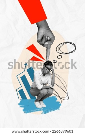 Poster banner creative collage of frustrated business person blame by boss financial money income reduction mistake
