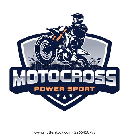 Minimalist moto cross logo illustration with emblem. Perfect for logos, t-shirts, stickers and posters Royalty-Free Stock Photo #2266410799