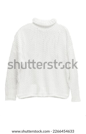White knitted sweater on a white background. Women's clothing Royalty-Free Stock Photo #2266454633