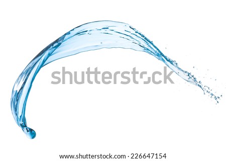 blue water splash isolated on white background Royalty-Free Stock Photo #226647154