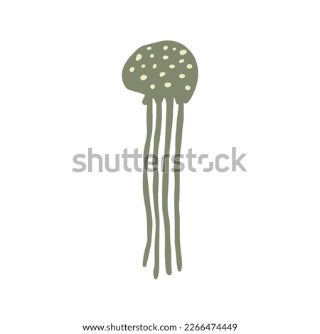 Jellyfish Character sea animal on deep background. Wild life illustration. Vector illustration.