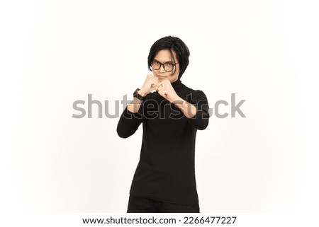 Punching fist to fight or angry Of Handsome Asian Man Isolated On White Background Royalty-Free Stock Photo #2266477227