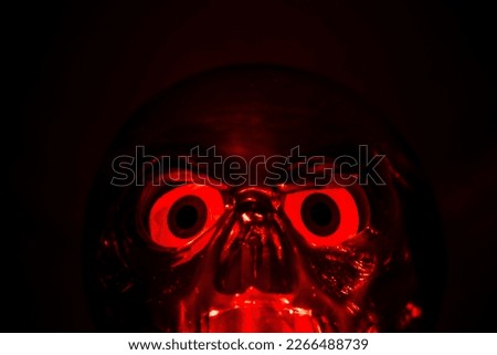 Red skull in the dark...scary theme...halloween...