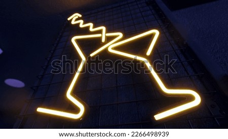 Cocktail drink neon sign on wall advertising night entertainment