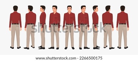 Indian Business Man Wearing Shirt and Pant, Character Front, side, back view and explainer animation poses Royalty-Free Stock Photo #2266500175