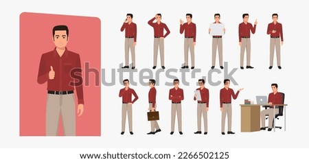 Indian Business Man Wearing Shirt and Pant, Character set Different poses and emotions Royalty-Free Stock Photo #2266502125