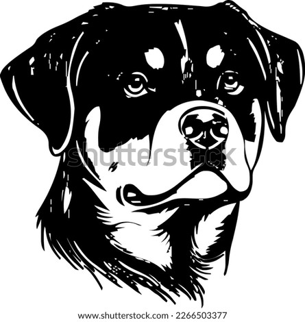 Rottweiler, dog head, vector illustration, black color, vector image