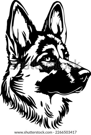 German Shepherd, dog head, vector illustration, black color, vector image Royalty-Free Stock Photo #2266503417