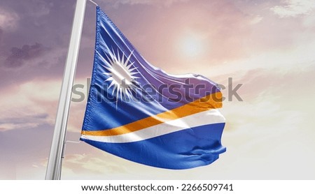 Marshall Islands national flag waving in the sky.