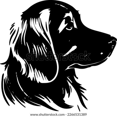 Golden Retriever outline only, dog head, vector illustration, black color, vector image