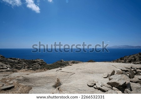 Panoramic view of the Aegean Sea from a viewpoint in Ios Greece
