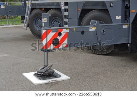 Mobile Crane Stabilizer Out With Outrigger Pad Royalty-Free Stock Photo #2266558613