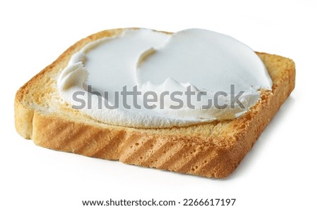 toast with cream cheese isolated on white background Royalty-Free Stock Photo #2266617197