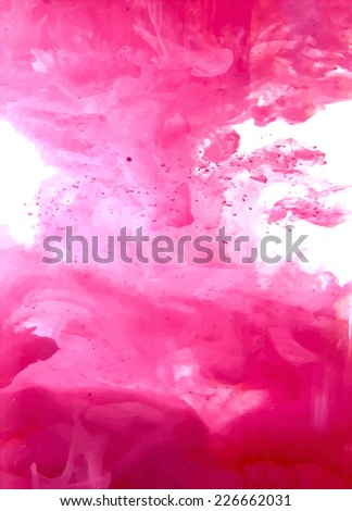 Pink cloud of ink swirling in water. Abstract background