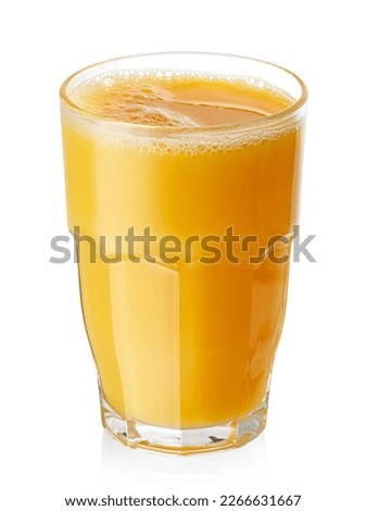 glass of fresh orange juice isolated on white background