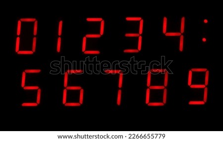 Digital Alarm Clock Numbers 0-9 Royalty-Free Stock Photo #2266655779