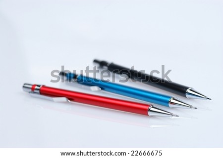 black, red, blue pencil