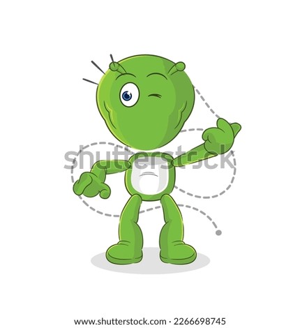 the alien with paper plane character. cartoon mascot vector