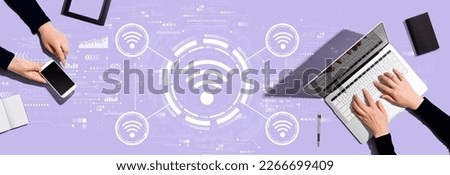 Wifi theme with two people working together